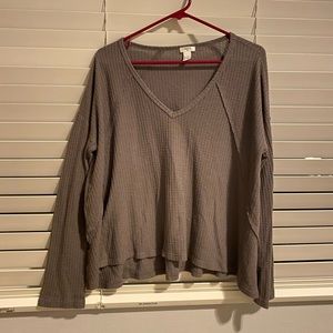 Grey waffle knit sweater